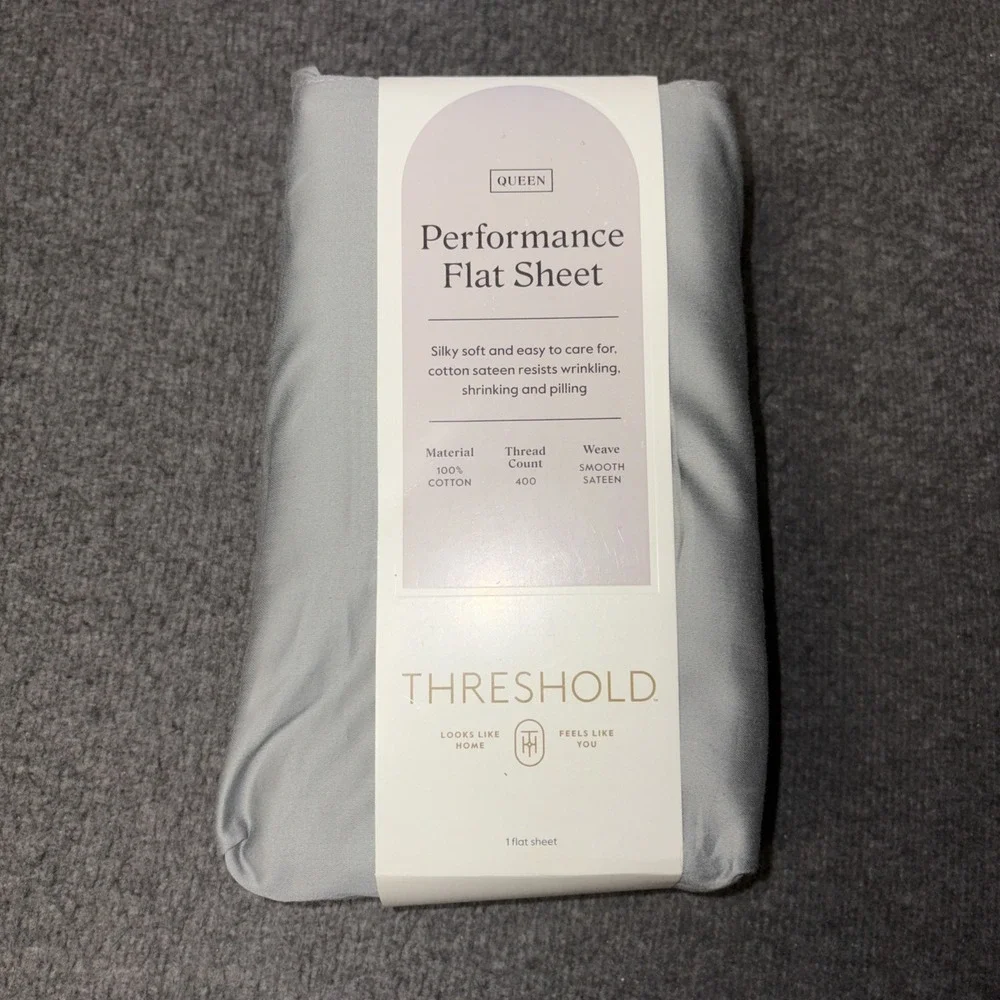 Queen 400 Thread Count Performance Flat Sheet Gray - Threshold: Cotton 20491